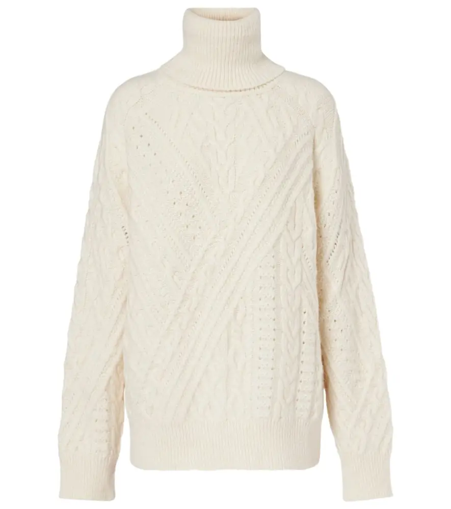 Saint Laurent Cable-knit alpaca-blend turtleneck sweater