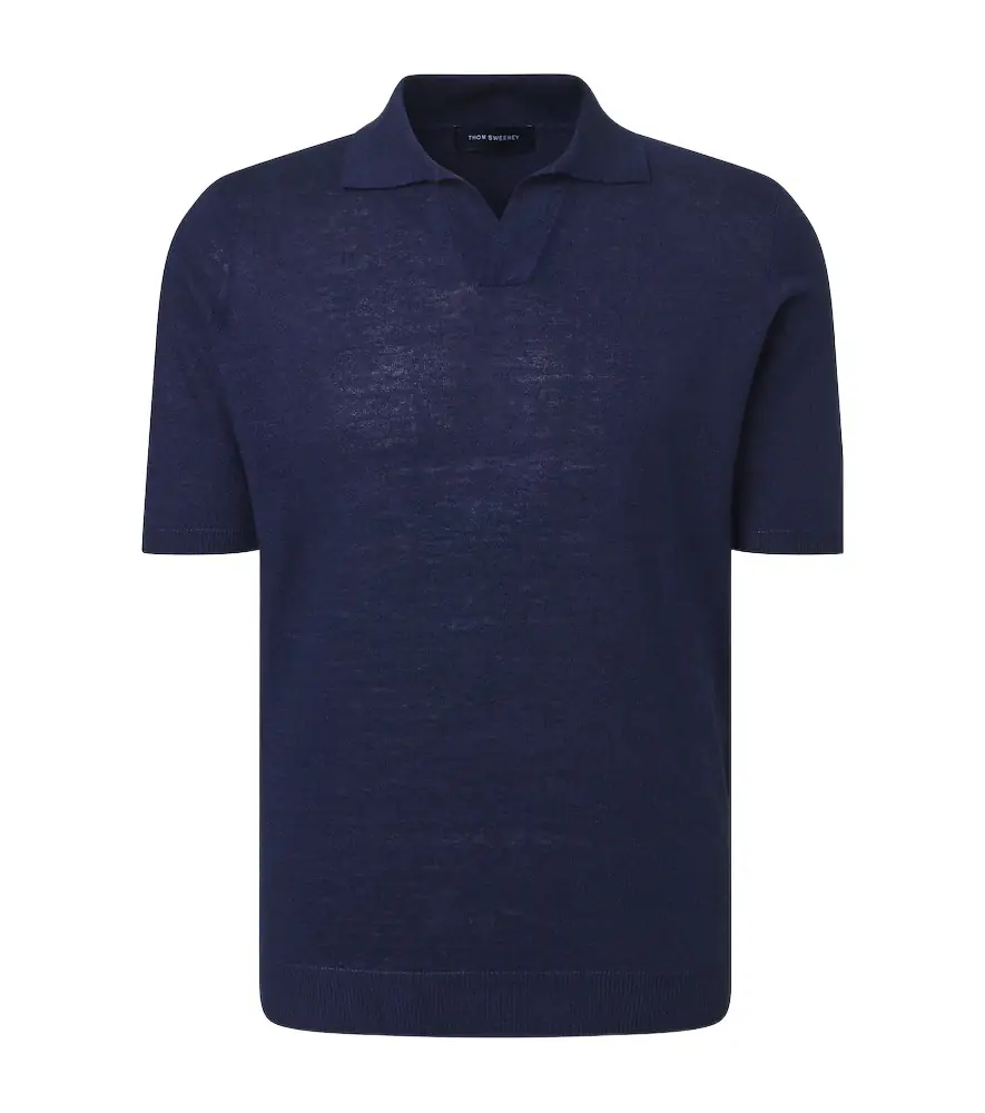 Thom Sweeney Linen and cotton polo shirt