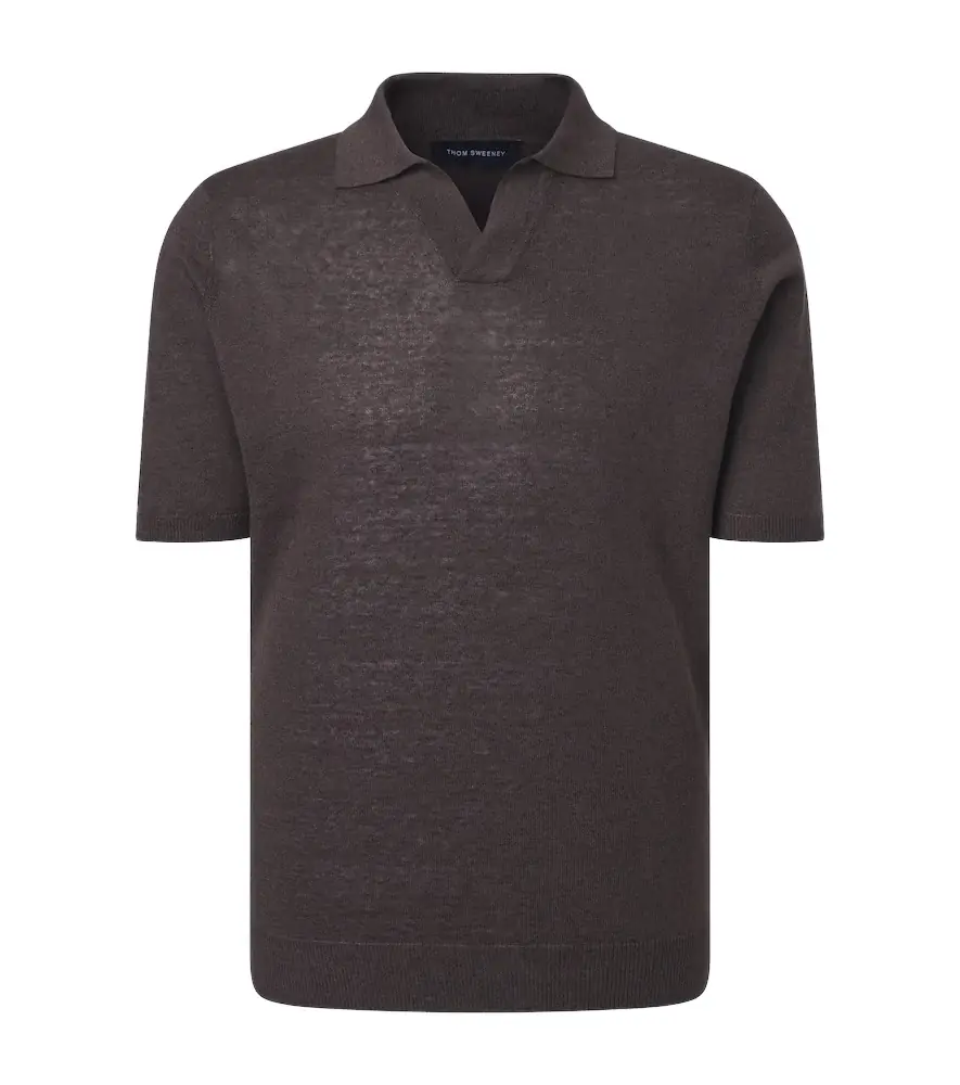 Thom Sweeney Linen and cotton polo shirt