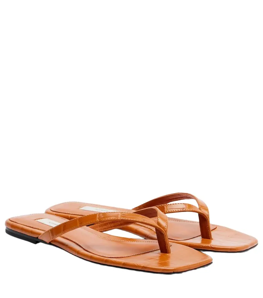Toteme Croc-effect leather thong sandals