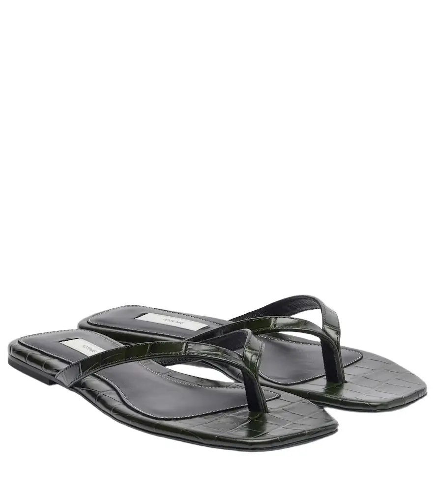 Toteme Croc-effect leather thong sandals