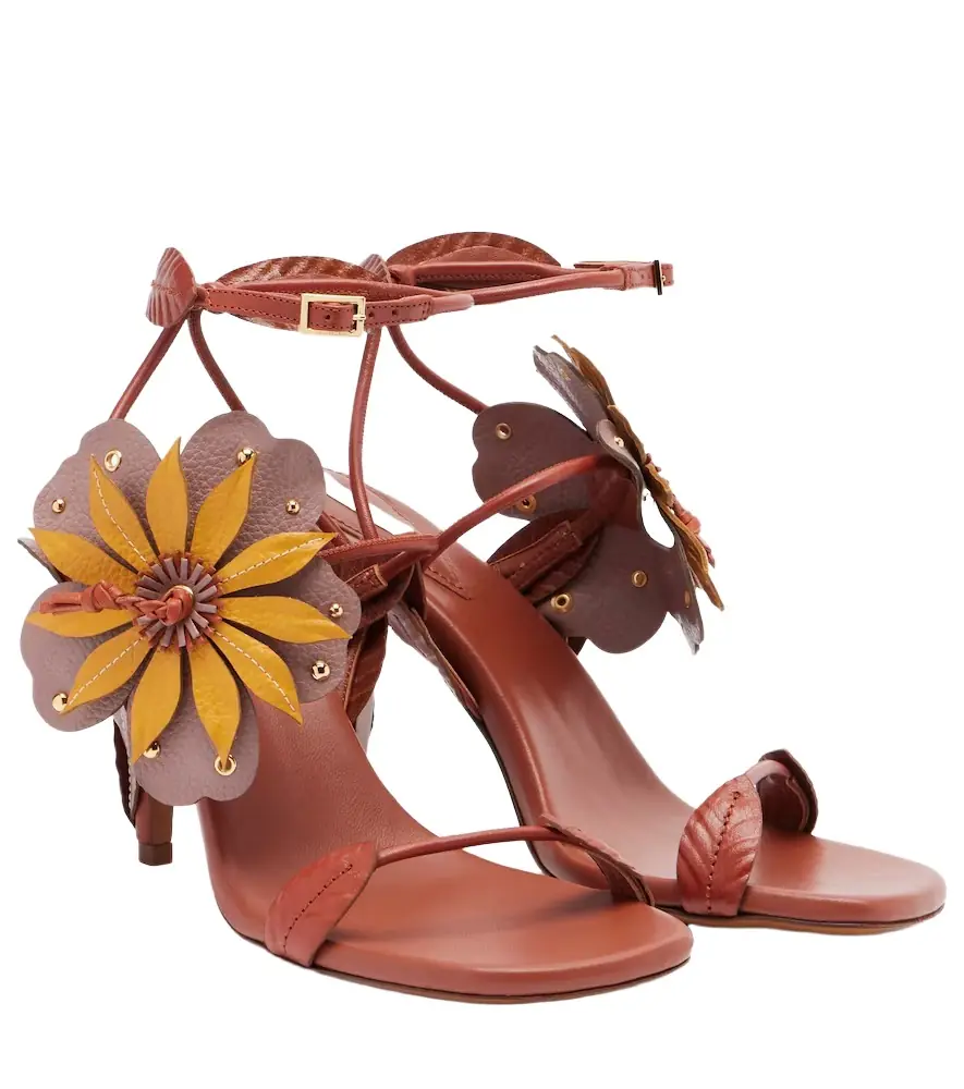 Zimmermann Brightside floral-appliqué leather sandals