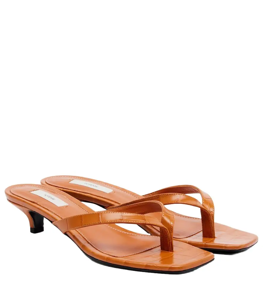 Toteme Croc-effect leather thong sandals