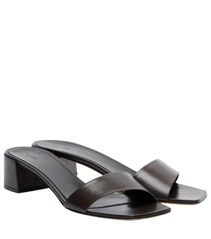 The Row Chocolate leather mules