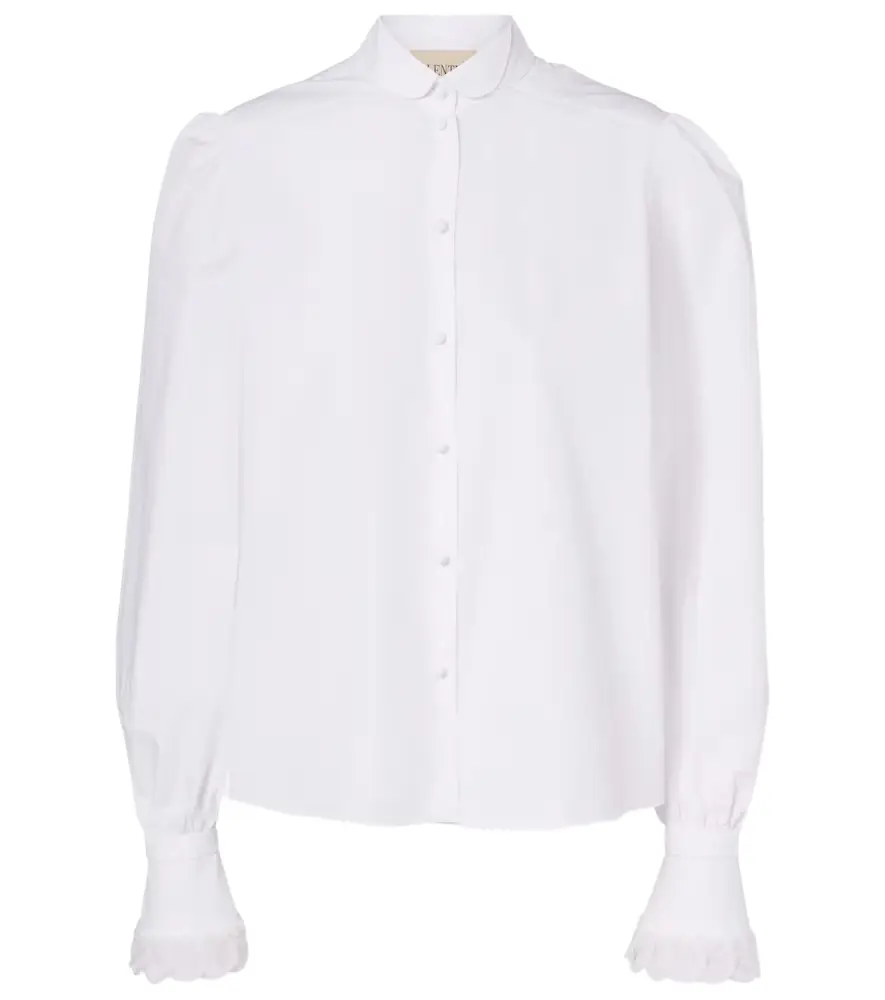Valentino Embroidered cotton poplin blouse