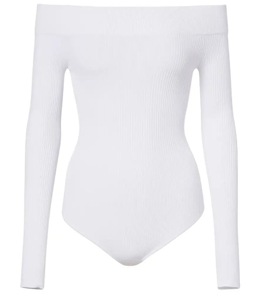 Alaia Alaïa Ribbed-knit off-shoulder bodysuit
