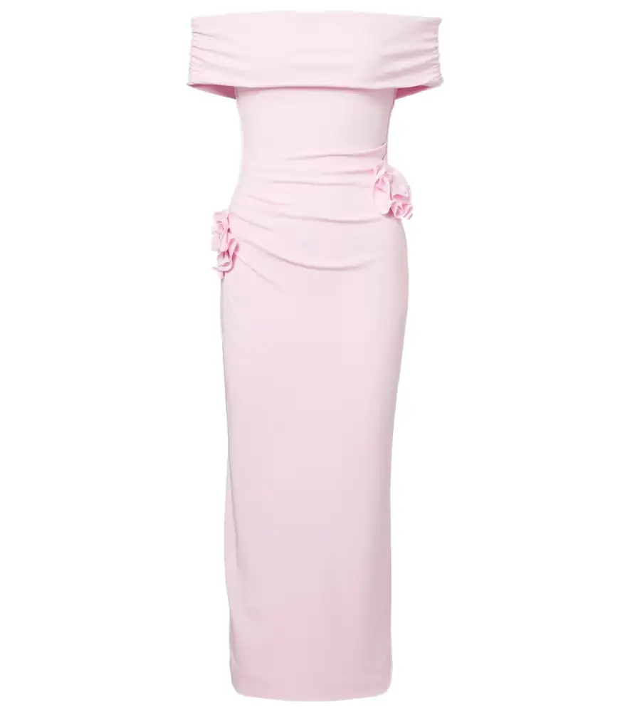 Roland Mouret Floral-appliqué jersey midi dress