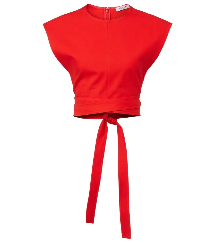 Alaia Alaïa Belted cotton gabardine crop top