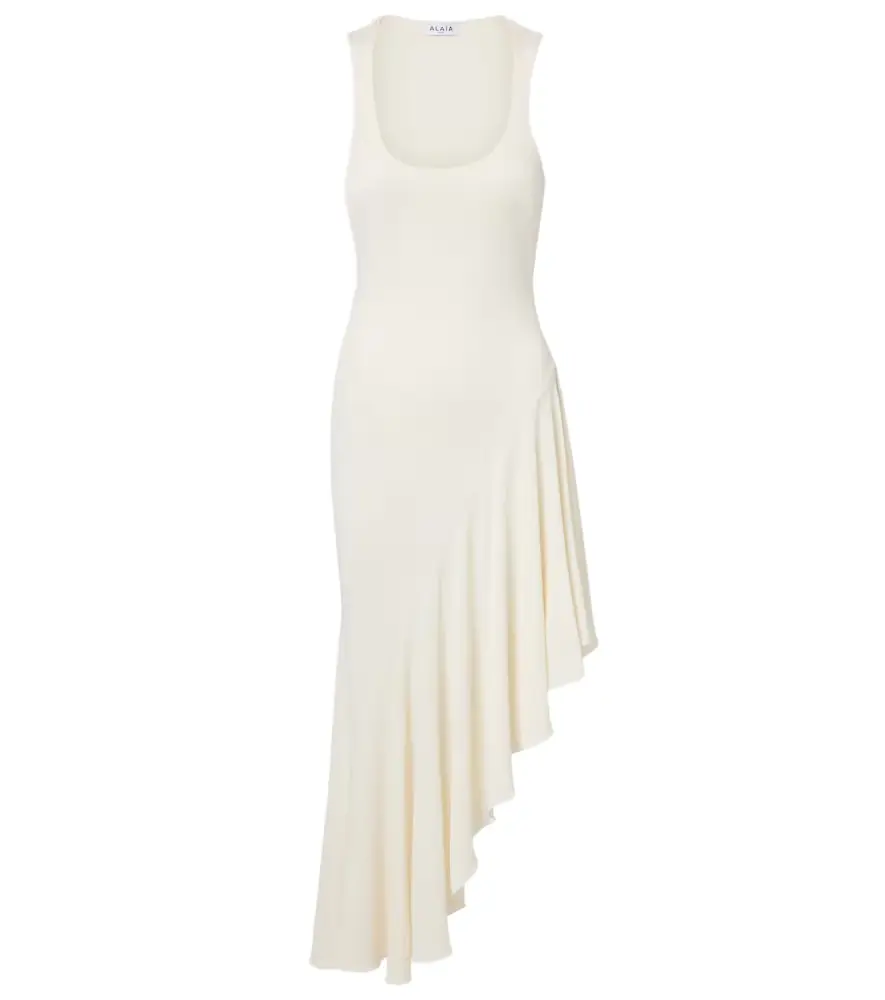 Alaia Alaïa Asymmetric jersey midi dress