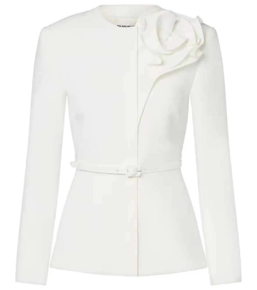 Roland Mouret Floral-appliqué crêpe jacket