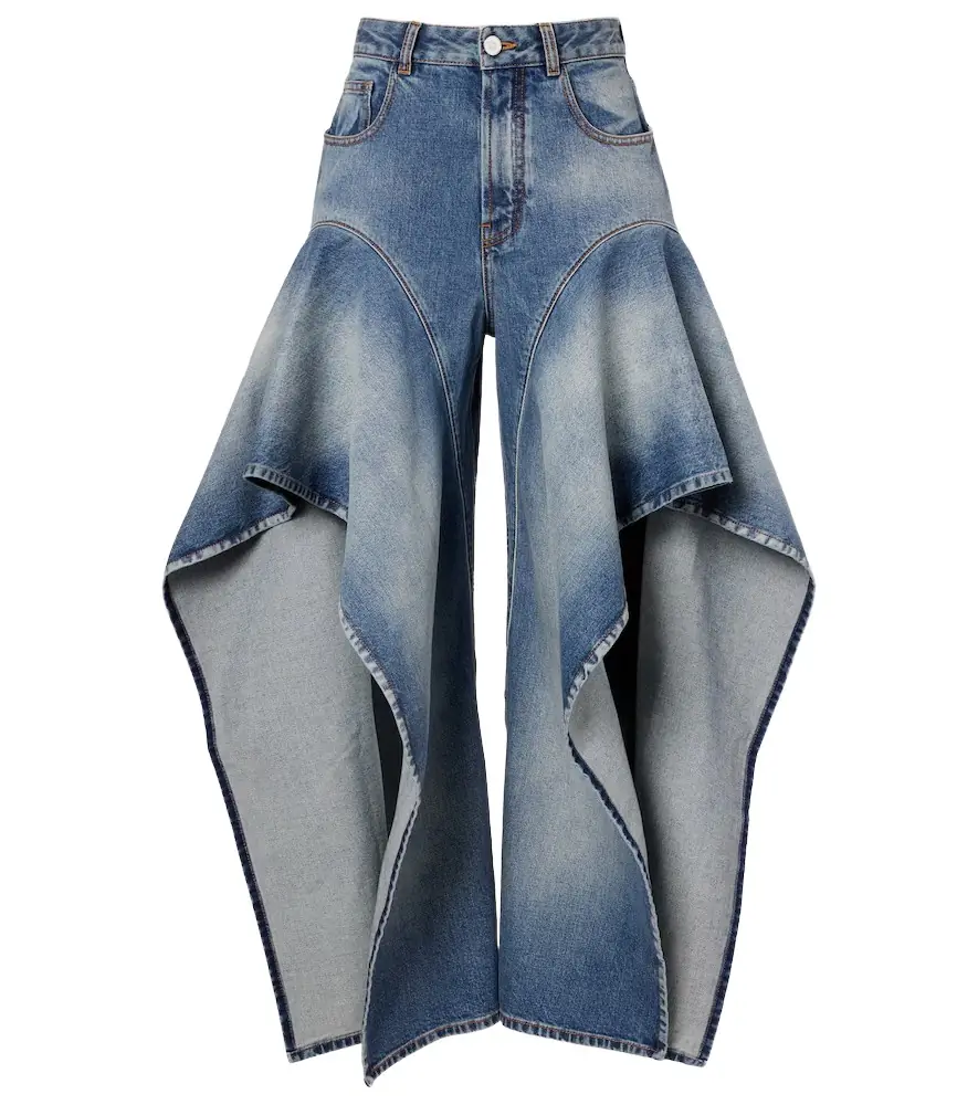 Alaia Alaïa Ruffled wide-leg jeans