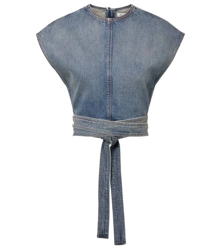 Alaia Alaïa Belted denim crop top