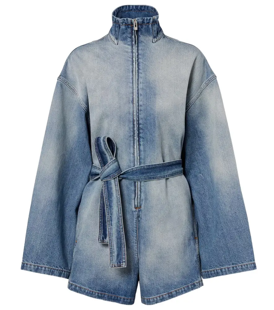 Alaia Alaïa Belted cotton denim romper