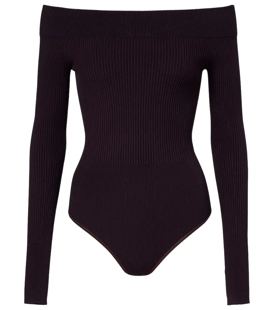 Alaia Alaïa Ribbed-knit off-shoulder bodysuit