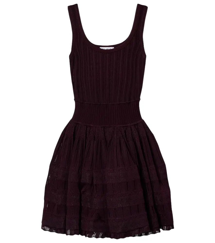 Alaia Alaïa Ribbed-knit scalloped minidress