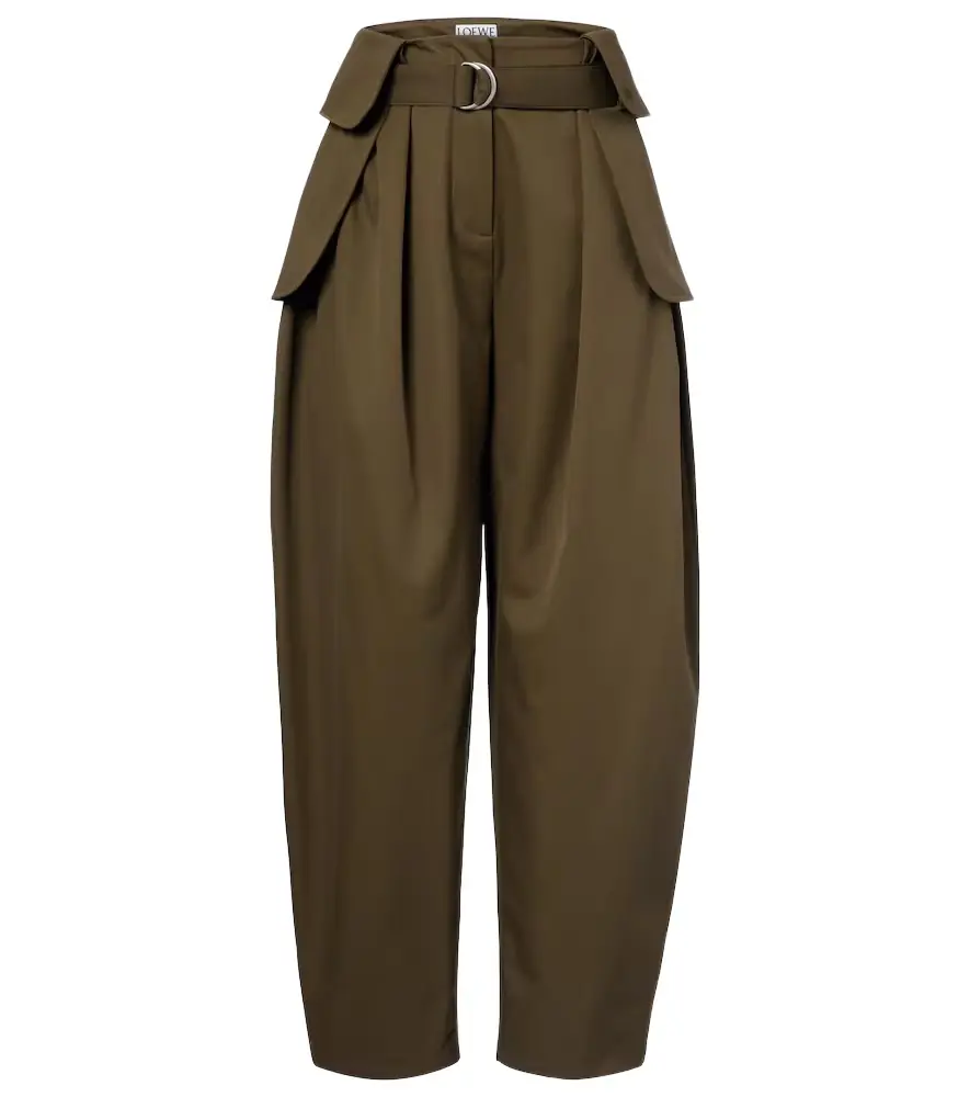 Loewe Double L cotton and silk barrel-leg pants