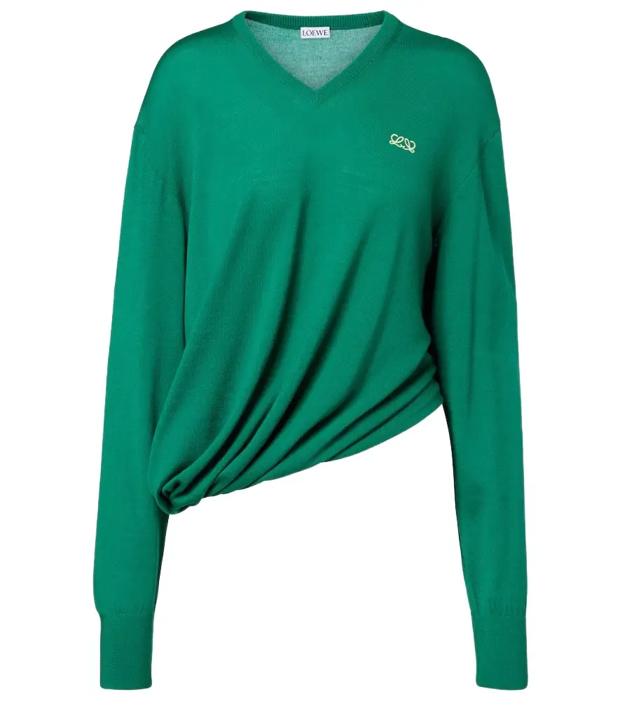 Double L asymmetric wool sweater