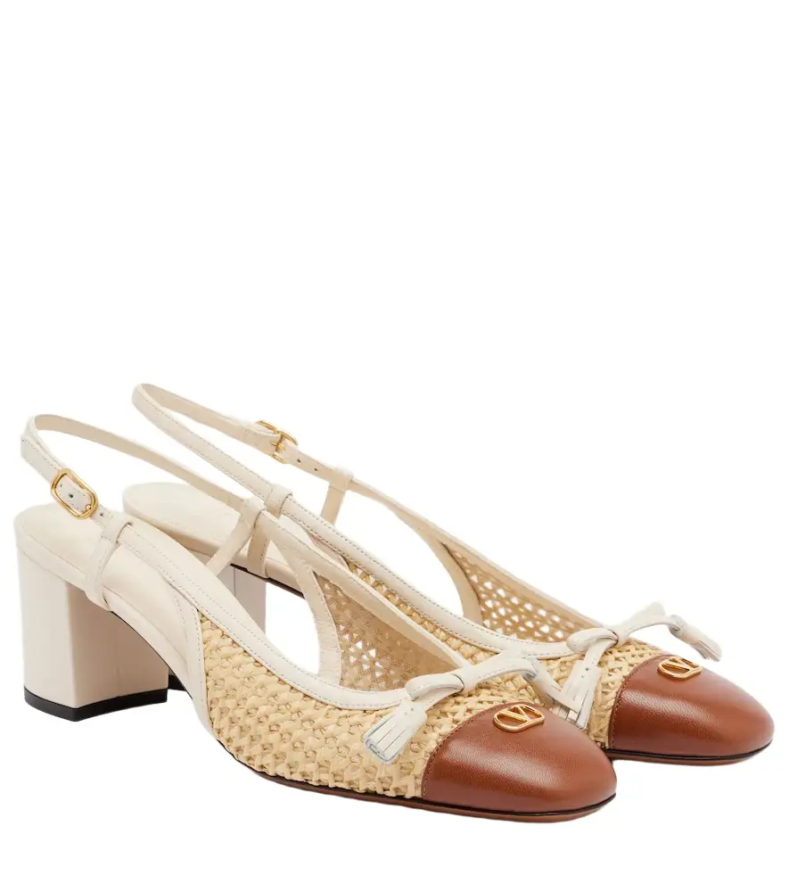 Valentino Garavani Valet Du Roi leather-trimmed slingback pumps