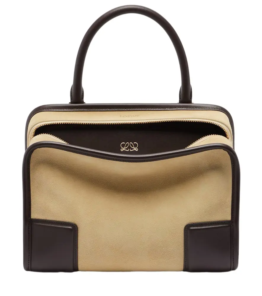 Loewe Amazona 180 leather-trimmed suede top-handle bag