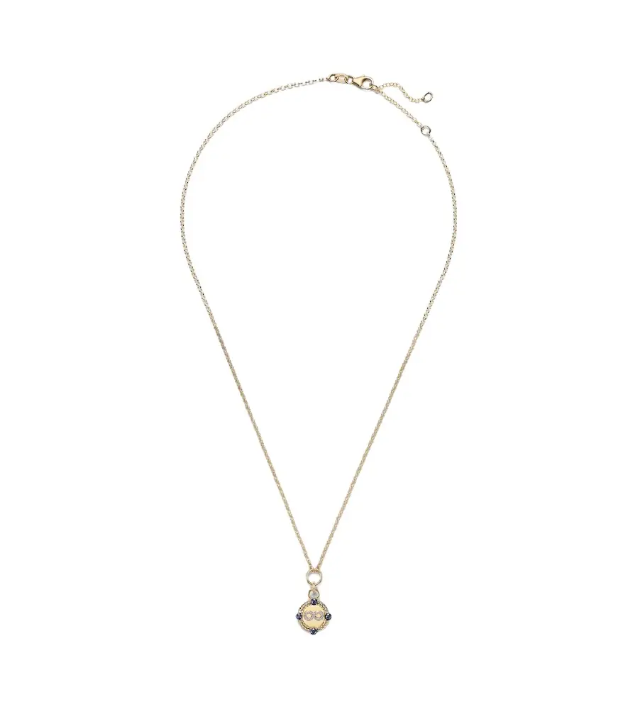 FoundRae Infinite Gratitude 18kt gold pendant necklace with diamonds and sapphires