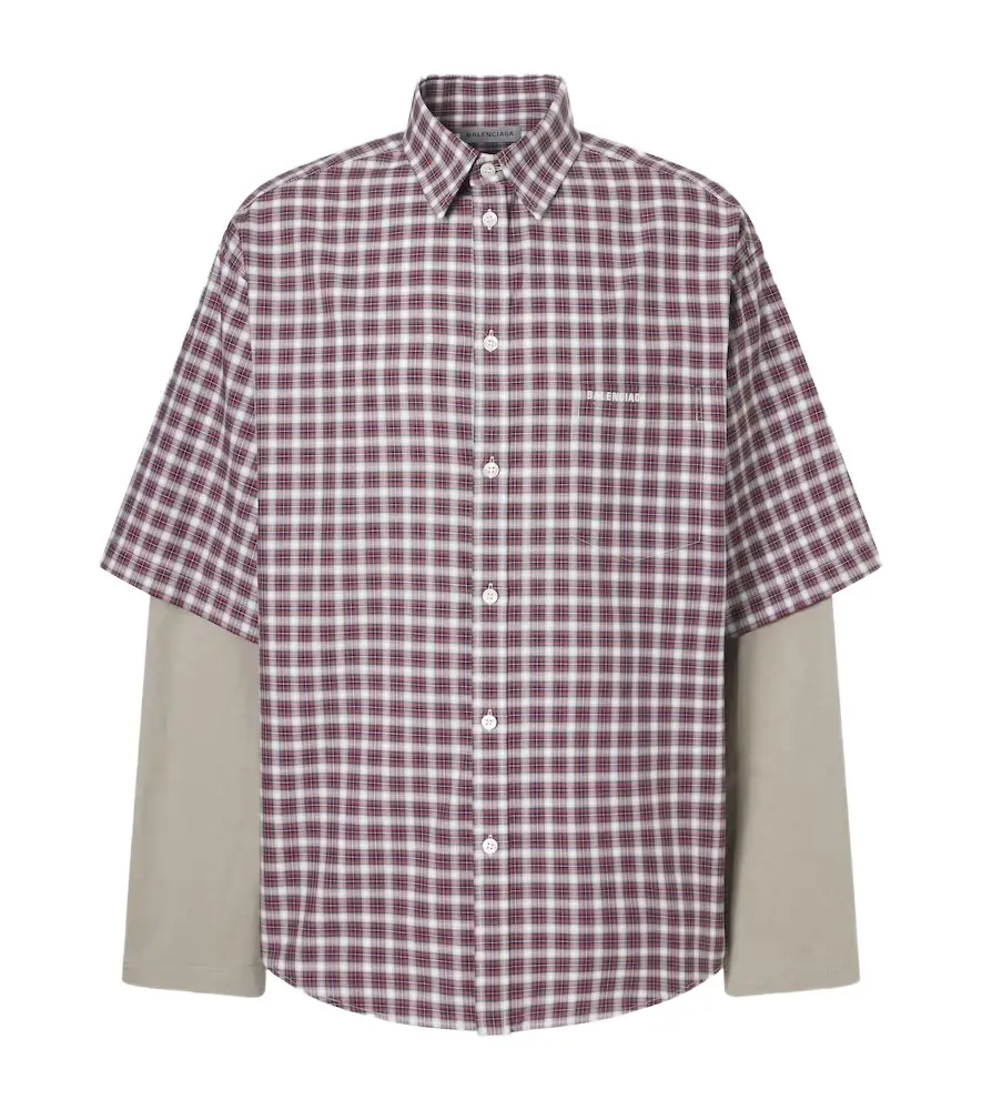 Balenciaga Layered checked cotton shirt