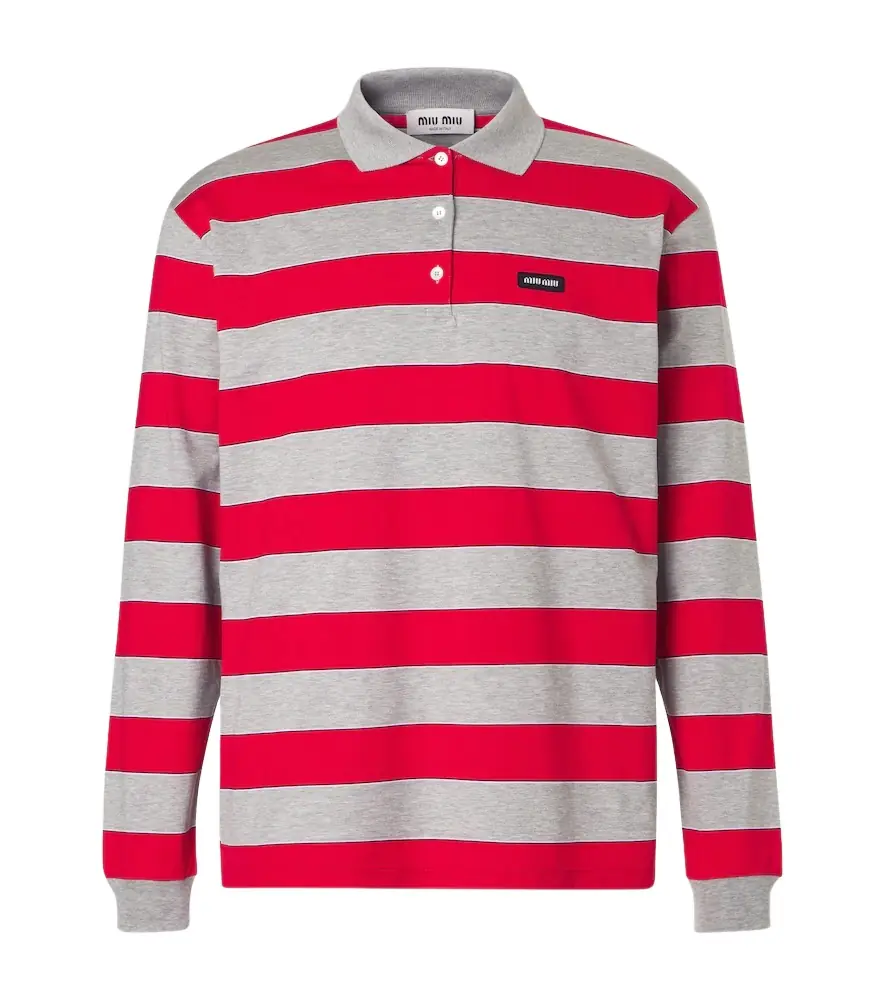 Miu Miu Striped cotton jersey polo shirt