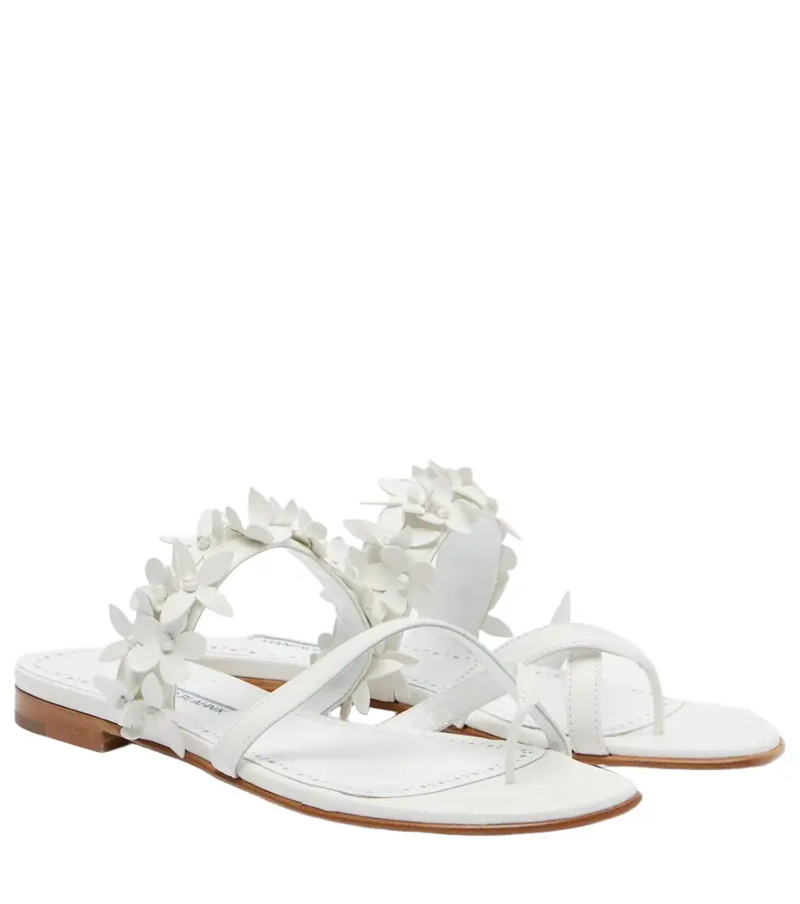 Manolo Blahnik Fiosa appliqué leather thong sandals