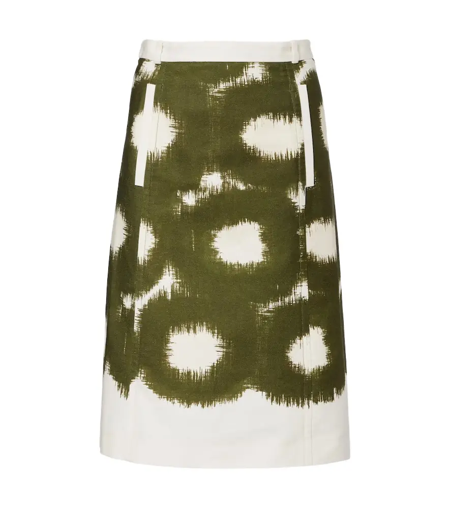 Prada Tie-dye cotton canvas midi skirt