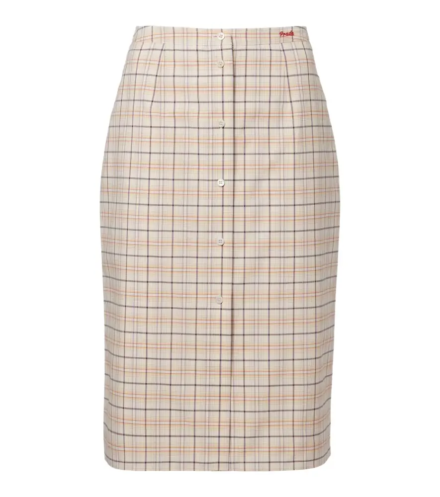 Prada Checked cotton poplin pencil skirt