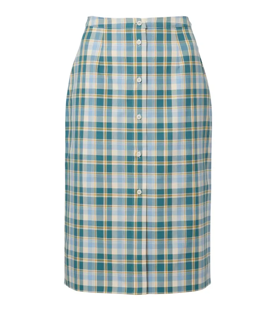 Prada Plaid cotton poplin pencil skirt
