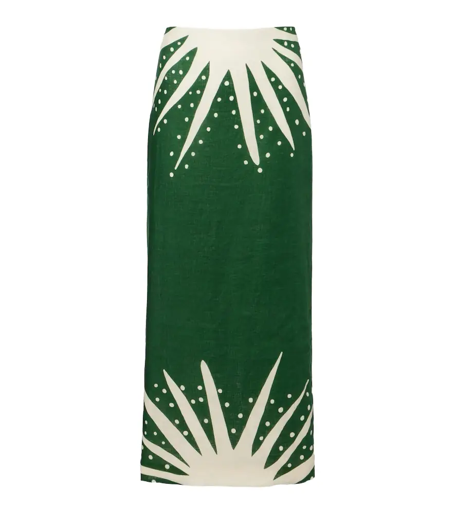 Cala de la Cruz Bruna printed linen midi skirt