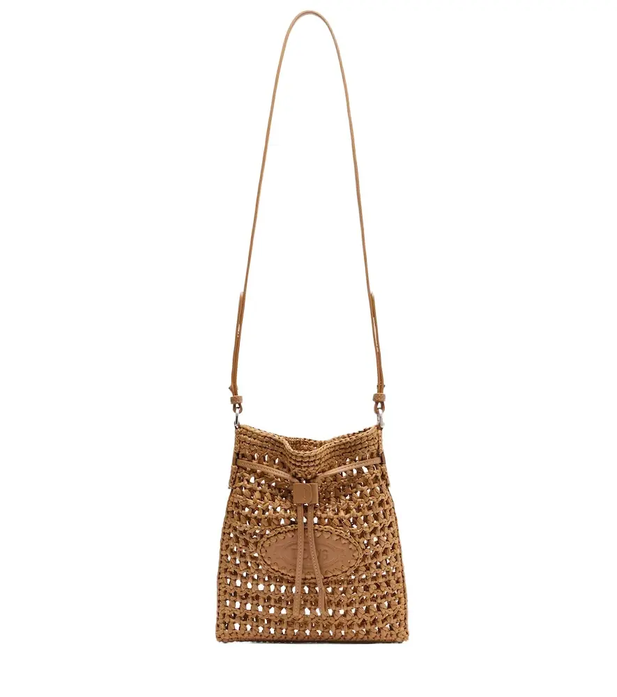 Tod's EBL Mini raffia-effect bucket bag