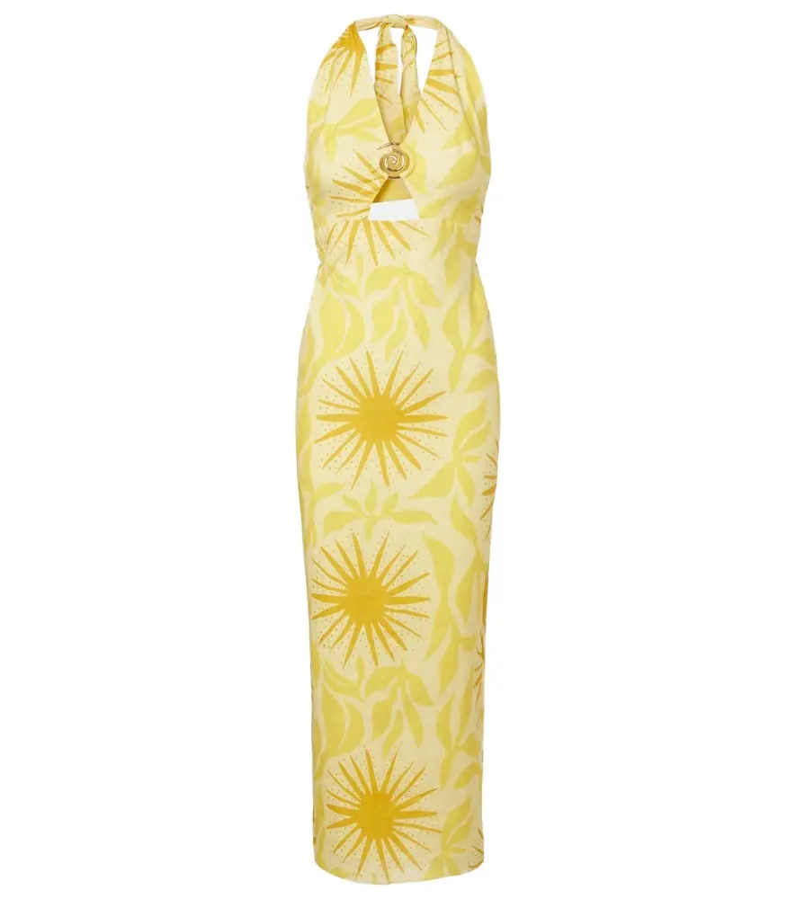 Cala de la Cruz Orly printed cutout linen midi dress