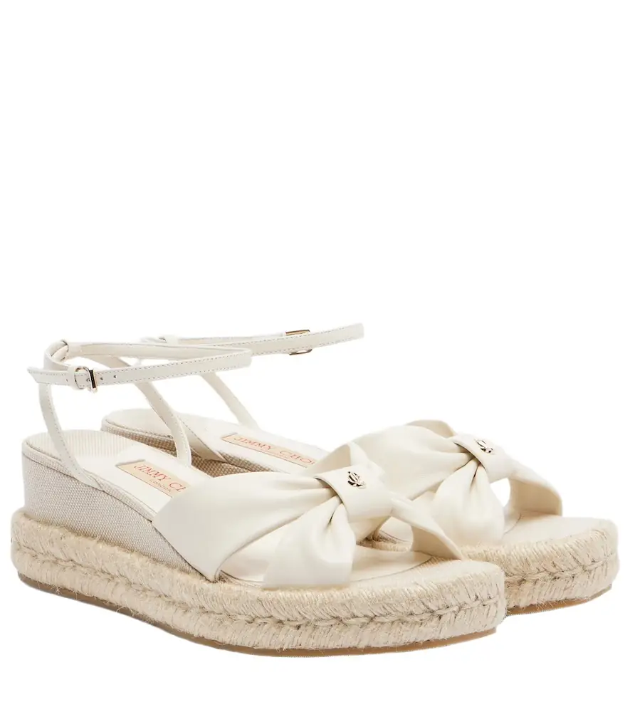 Jimmy Choo Aella leather espadrille wedge sandals