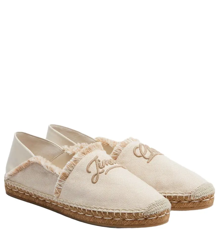 Jimmy Choo Avi embroidered canvas espadrilles