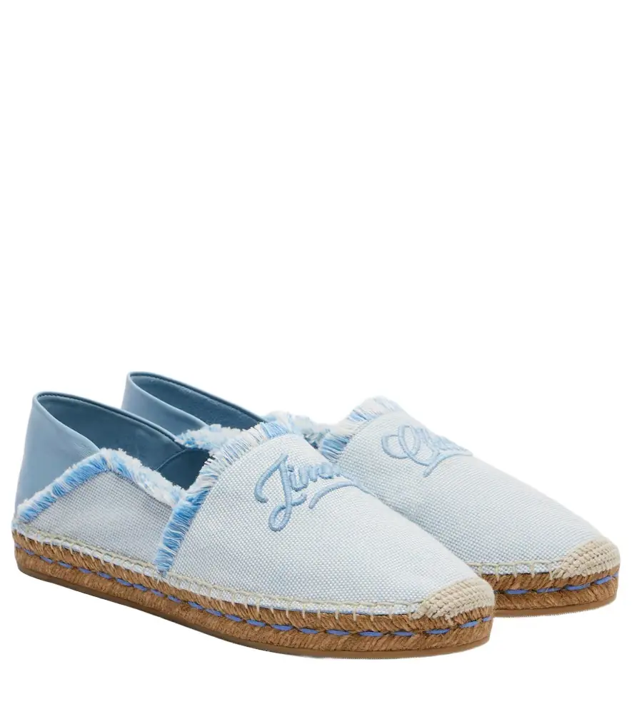 Jimmy Choo Avi embroidered canvas espadrilles