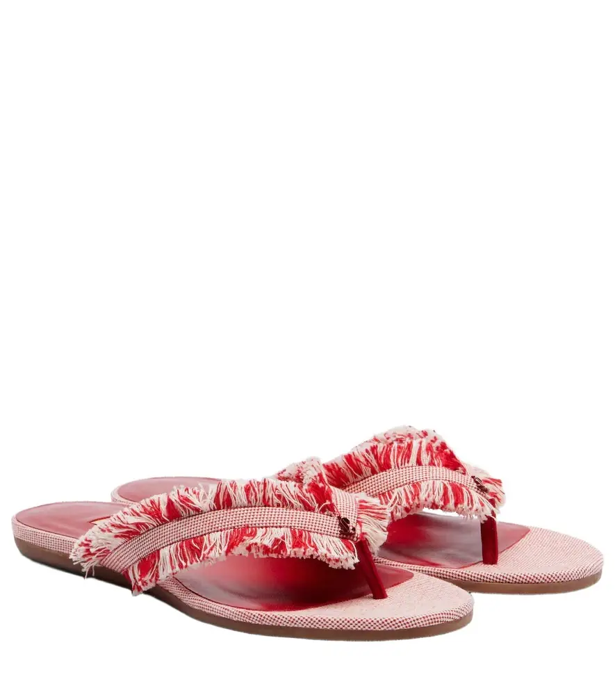 Jimmy Choo Bay fringed canvas thong sandals