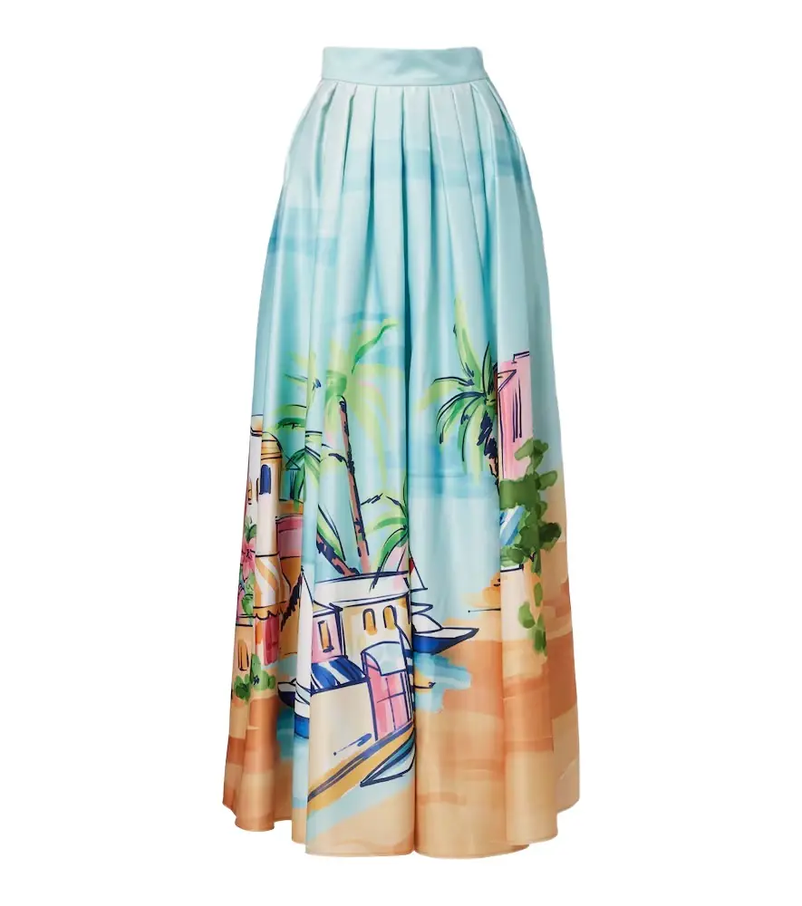 Leo Lin Printed satin maxi skirt