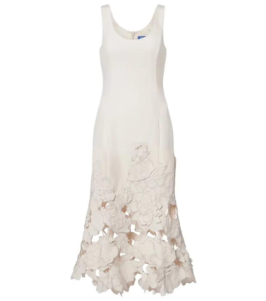 Leo Lin Floral-appliqué midi dress