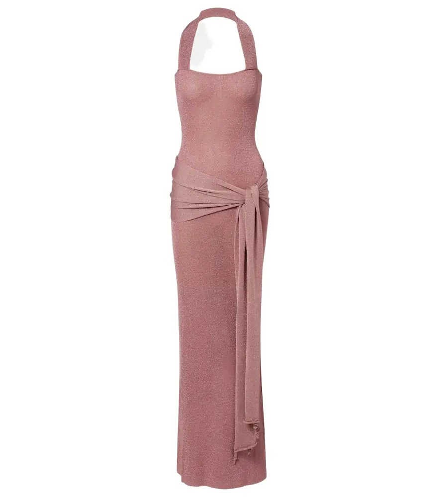 Aya Muse Knitted lamé maxi dress