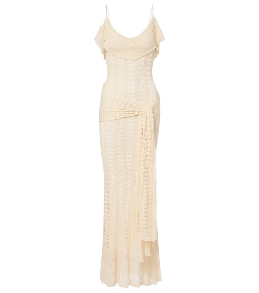Aya Muse Ruffled pointelle maxi dress
