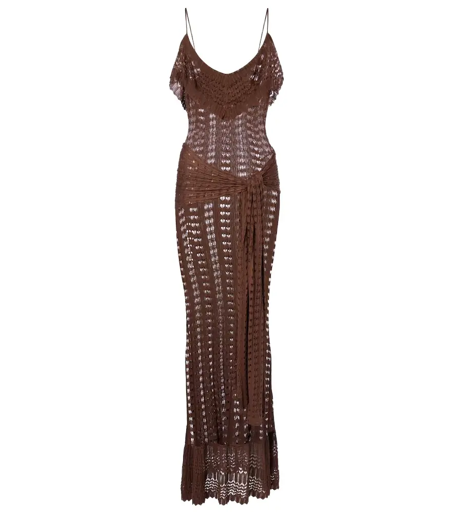 Aya Muse Ruffled pointelle maxi dress