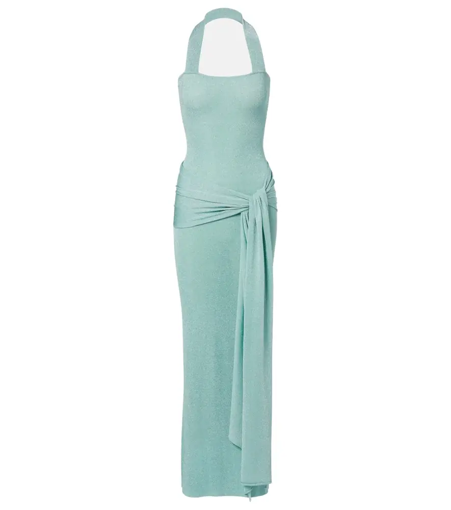 Aya Muse Knitted lamé maxi dress