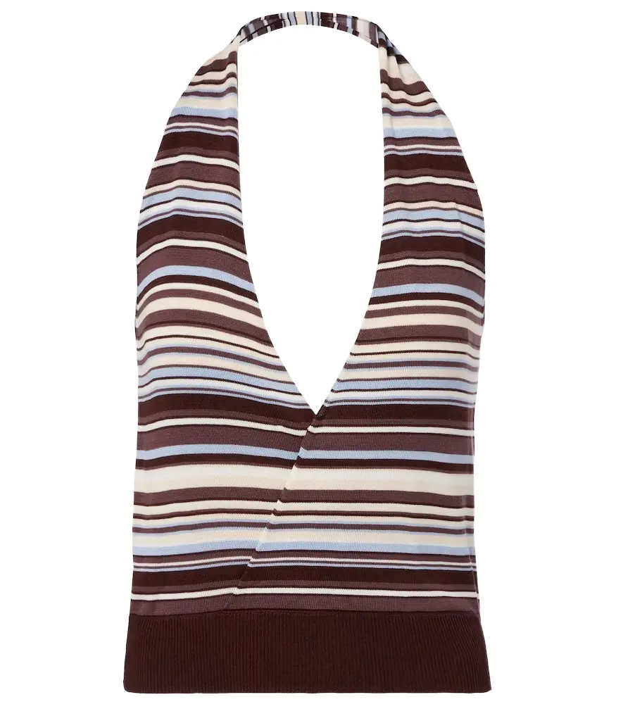 Aya Muse Knitted striped halterneck top