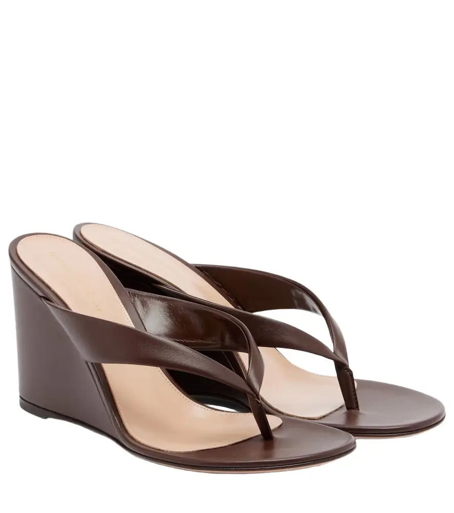 Gianvito Rossi Leather wedge thong sandals