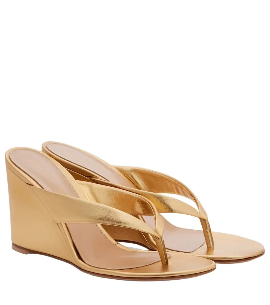 Gianvito Rossi Leather wedge thong sandals