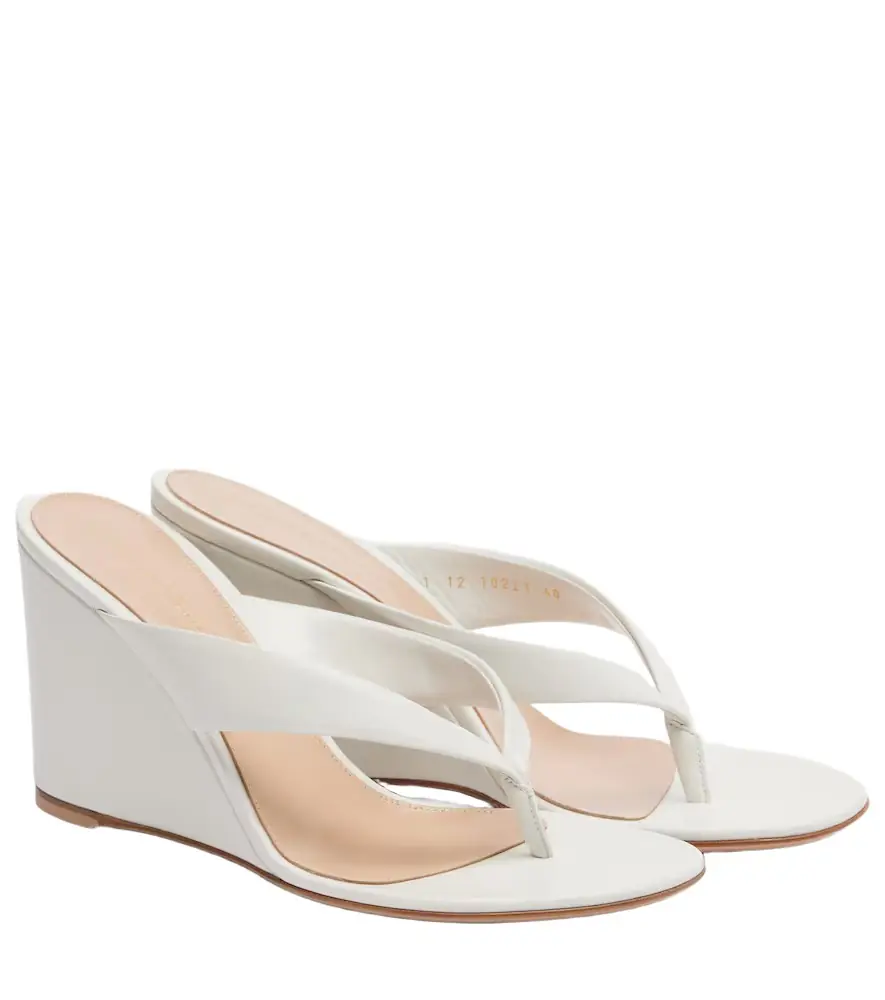 Gianvito Rossi Leather wedge thong sandals