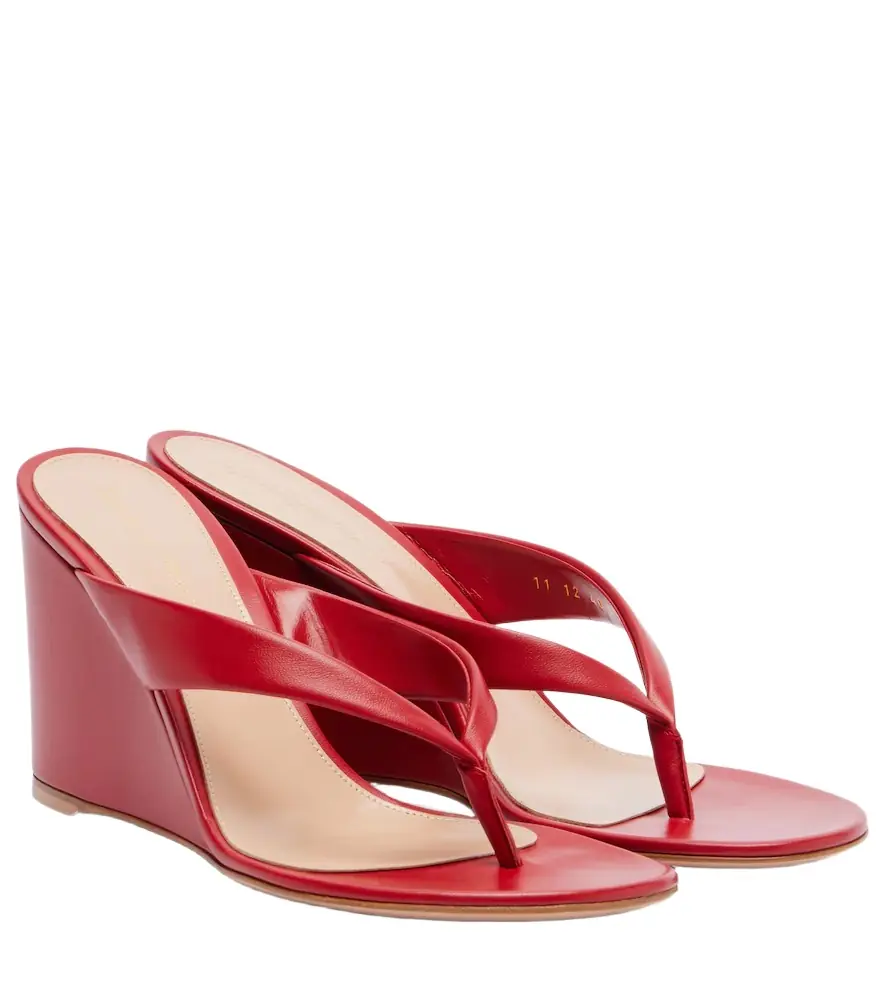 Gianvito Rossi Leather wedge thong sandals