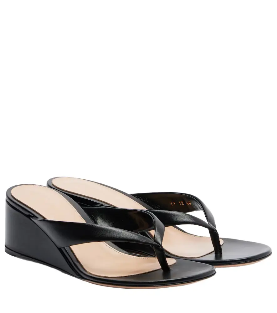 Gianvito Rossi Leather wedge thong sandals