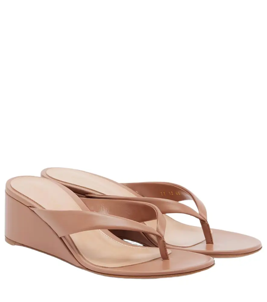 Gianvito Rossi Leather wedge thong sandals